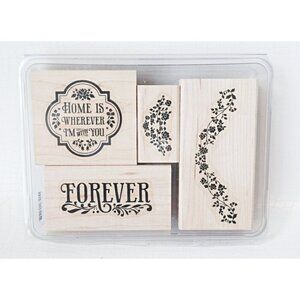 4 Vintage Rubber Stamps  Stampin Up Forever Home Is Wherever I'm With You
